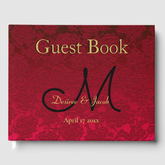Rood Gold Black Kerstwinter-monogram Gastenboek (Voorkant)