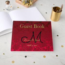 Rood Gold Black Kerstwinter-monogram Gastenboek