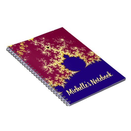 Rood Gold Blue Mandelbrot Fractal Theme Notitieboek (Rechterzijde)