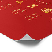 Rood Gold Cherry Blossom Weddenschap Tijdlijnteken Poster (Hoek)