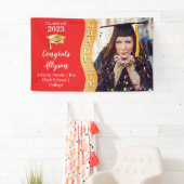 Rood | Gold Congrats Afstuderen Wave Photo Spandoek (Insitu)