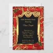 Rood Gold Drapes Rozen lampje Birthday Party Kaart (Achterkant)