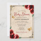  Rood Gold Elegant Baby shower Kaart (Voorkant)