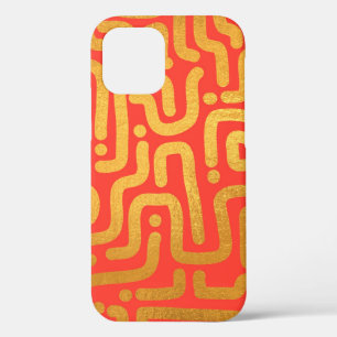 Rood Gold-gekleurd abstract lijnpatroon Case-Mate iPhone Case