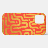 Rood Gold-gekleurd abstract lijnpatroon Case-Mate iPhone Case (Achterkant (horizontaal))