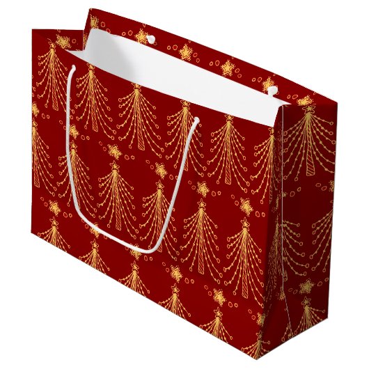 Rood Gold kerstboomlampje Groot Cadeauzakje (Voorkant Gekanteld)