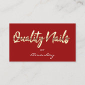 Rood Gold Quality Nails Script QR Code Logo Visitekaartje (Voorkant)