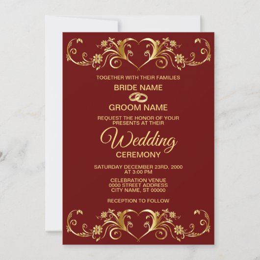 Rood Golden Geometric Pattern Elegant Kaart (Voorkant)