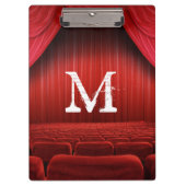 Rood gordijntheater Monogram Initiaal Klembord (Voorkant)