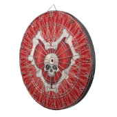 Rood gothisch hart met Botten schedel op spieren Dartbord (Voorkant Rechts)