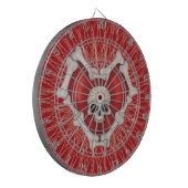 Rood gothisch hart met Botten schedel op spieren Dartbord (Voorkant Links)