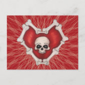 Rood gothisch hart met Botten Witte schedel op lij Briefkaart (Voorkant)