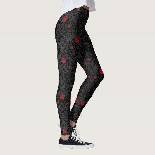  rood gotisch Roos DamasPatroon Leggings (Rechts)
