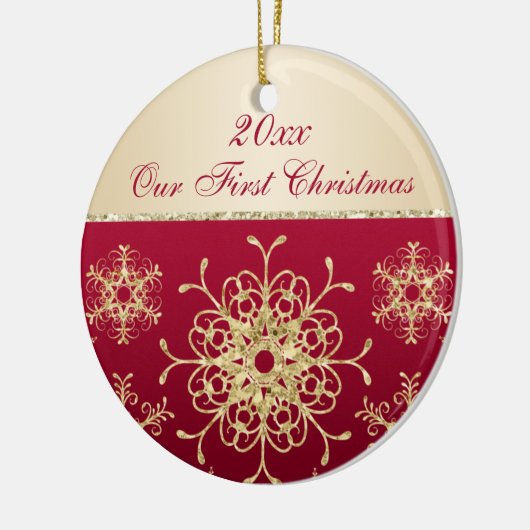 Rood, Goud 1e Kerst Keepsake Ornament (Links)