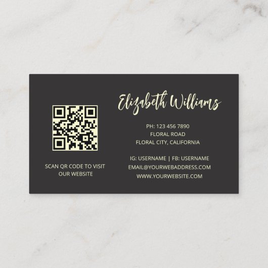 Rood Goud 3 D Bloemen Zwart Visitekaartje (Achterkant)