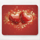 Rood & Goud 3-D Harten Design Muismat (Voorkant)