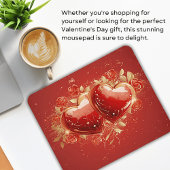 Rood & Goud 3-D Hearts Design Mousepad Muismat