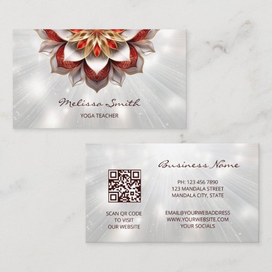 Rood Goud 3D Mandala Visitekaartje (Voorkant / Achterkant)