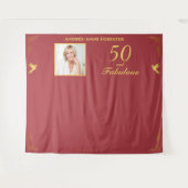 Rood Goud 50 Fabulous Verjaardag Foto Achtergrond Wandkleed (Voorkant (horizontaal))