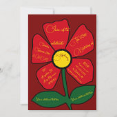 Rood & Goud 60e Verjaardag Eenvoudige Doodle Bloem Kaart (Voorkant)