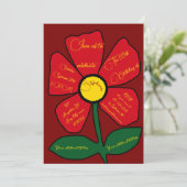 Rood & Goud 60e Verjaardag Eenvoudige Doodle Bloem Kaart (Staand voorkant)