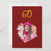 Rood & Goud 60e Verjaardag Eenvoudige Doodle Bloem Kaart (Achterkant)