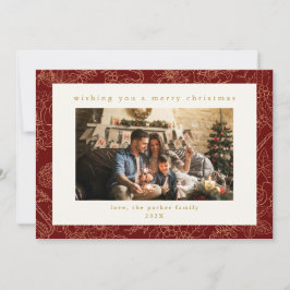 Rood & Goud Aangepaste Foto Kerstvakantie Kaart