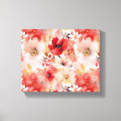 Rood Goud Abstract Schilderij Bloemenpatroon Canvas Afdruk (Voorkant)