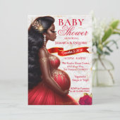 Rood & Goud Afrikaans Mom-to-Be Elegant Baby showe Kaart (Staand voorkant)