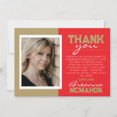 Rood & Goud Afstuderen 2 Foto Dank u kaart (Voorkant)