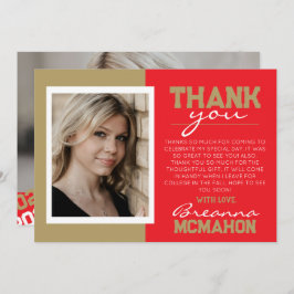 Rood & Goud Afstuderen 2 Foto Dank u kaart