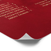 Rood & Goud Alfabetisch Trouwzaalstoelenplan Poster (Hoek)