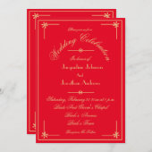 Rood & Goud Alles in één RSVP E-mail Website Trouw Kaart (Voorkant / Achterkant)