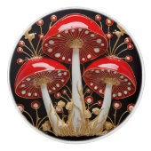 Rood Goud Amanita Muscaria Mushroom 3D Effect Keramische Knop (Voorkant)