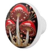 Rood Goud Amanita Muscaria Mushroom 3D Effect Keramische Knop (Rechts)