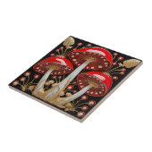 Rood Goud Amanita Muscaria Mushroom 3D Effect Tegeltje (Zijkant)