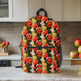 Rood Goud Apple Oogstpatroon Handschrift Bedrukte Rugzak