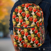 Rood Goud Apple Oogstpatroon Handschrift Bedrukte Rugzak