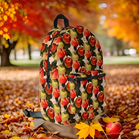 Rood Goud Apple Oogstpatroon Handschrift Bedrukte Rugzak