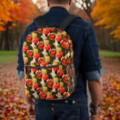 Rood Goud Apple Oogstpatroon Handschrift Bedrukte Rugzak