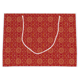 Rood & Goud Arabesque Gift Bag Groot Cadeauzakje
