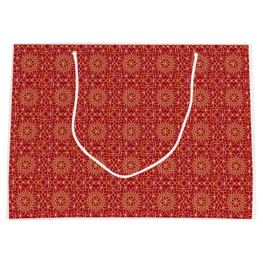 Rood & Goud Arabesque Gift Bag Groot Cadeauzakje (Voorkant)