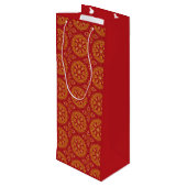 Rood & Goud Arabesque Gift Bag Wijn Cadeautas (Achterkant Gekanteld)