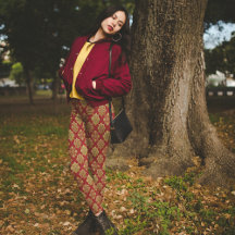 Rood Goud Arabesque Kerst Pyjama Broek