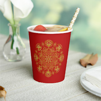 Rood & Goud Arabisch geïnspireerde Paper Cup Papieren Bekers