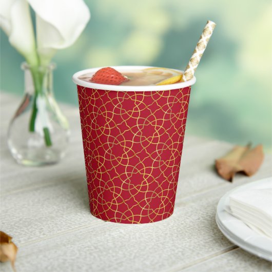 Rood & Goud Arabisch geïnspireerde Paper Cup Papieren Bekers (Insitu)
