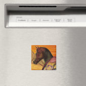 Rood & Goud Arabisch paard vierkante magneet (Insitu (Vaatwasser))