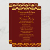 Rood & Goud Art Deco Stijl Huwelijksprogramma's Programmakaart (Voorkant / Achterkant)