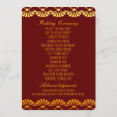 Rood & Goud Art Deco Stijl Huwelijksprogramma's Programmakaart (Achterkant)