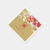 Rood/Goud Bamboe bladeren Dubbele Xi Chinese bruil Servet (Hoek)